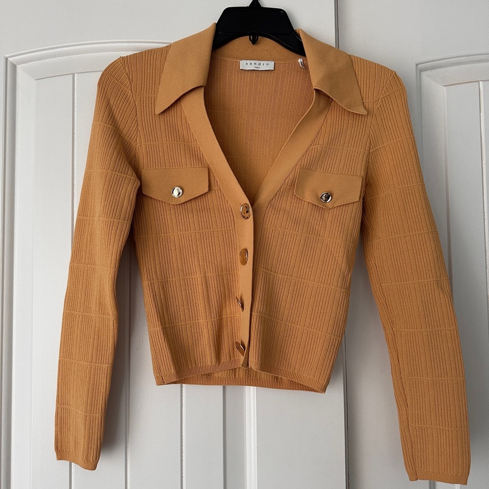 Sandro Knitted cardigan with polo neck Size 1